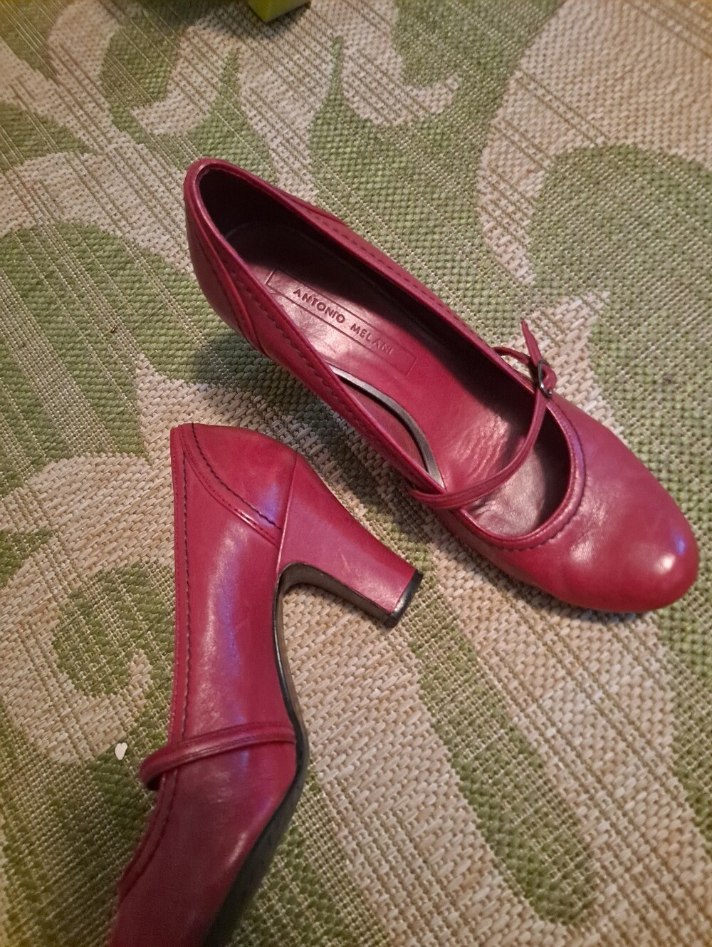 ANTONIO MELANI Red Mary Jane Leather Pumps - Picture 6 of 8